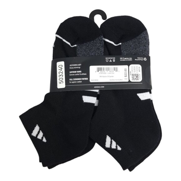 Adidas Womens Cushioned Low-Cut Socks 6 Pair Aeroready Size 5-10 Black Gray - Picture 2 of 7